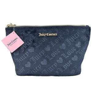 Juicy Couture Black‎ Cosmetic Travel Bag Velour Cosmetic Bag Love Juicy Logo